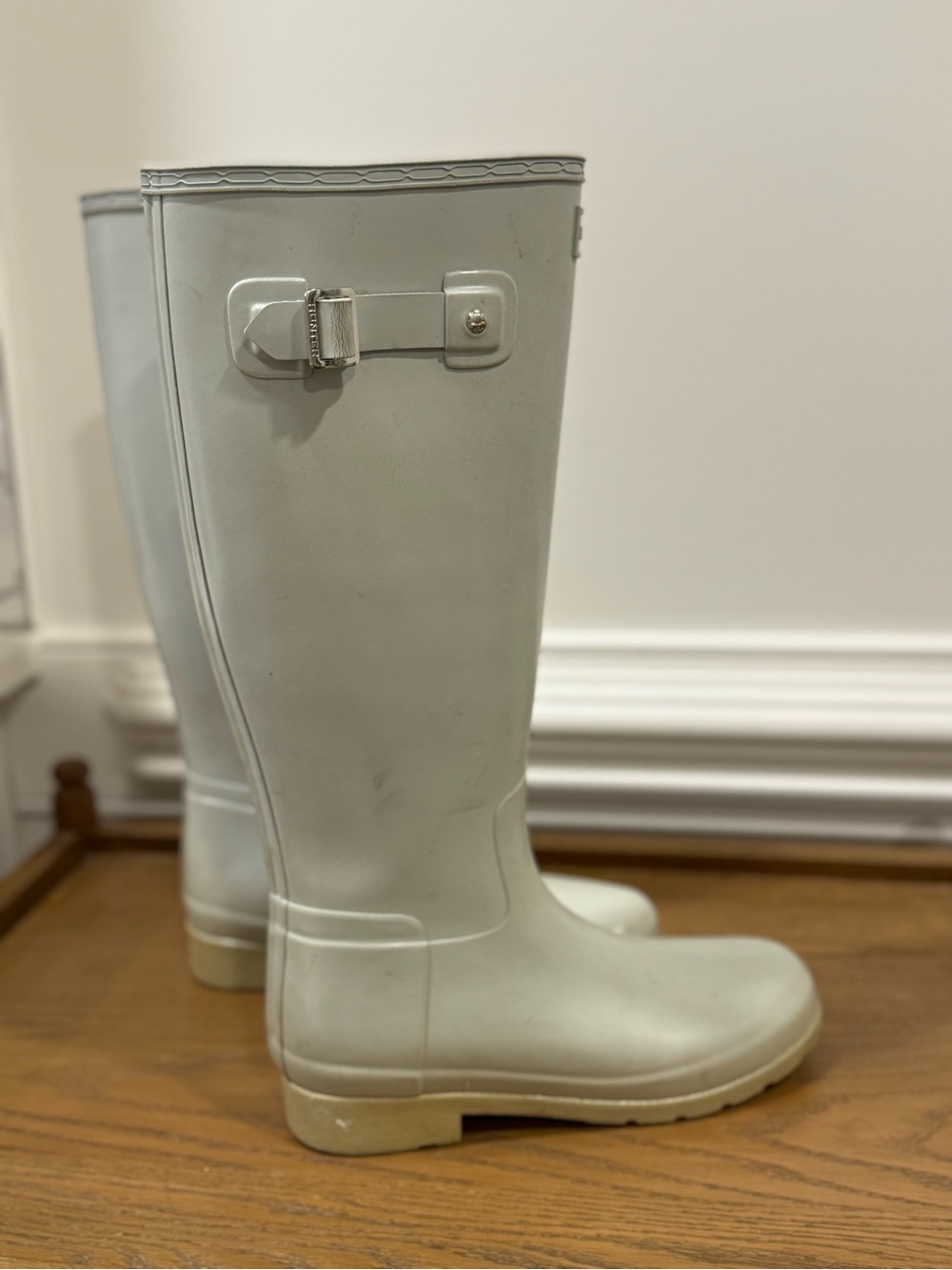 Hunter Original Tall Women's Refined GLOSS Tall Rain Boots Stormy Gray Size 7 - Picture 6 of 15
